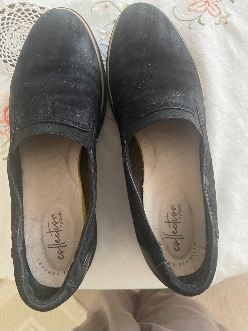 Clarks Black Slip-On Wedge Sneakers